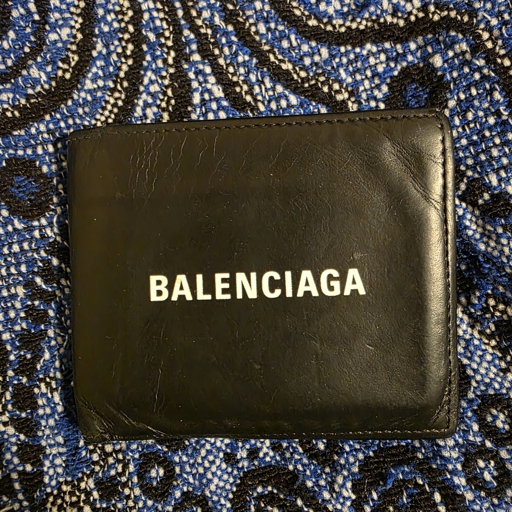 Balenciaga Black Leather Bifold Wallet